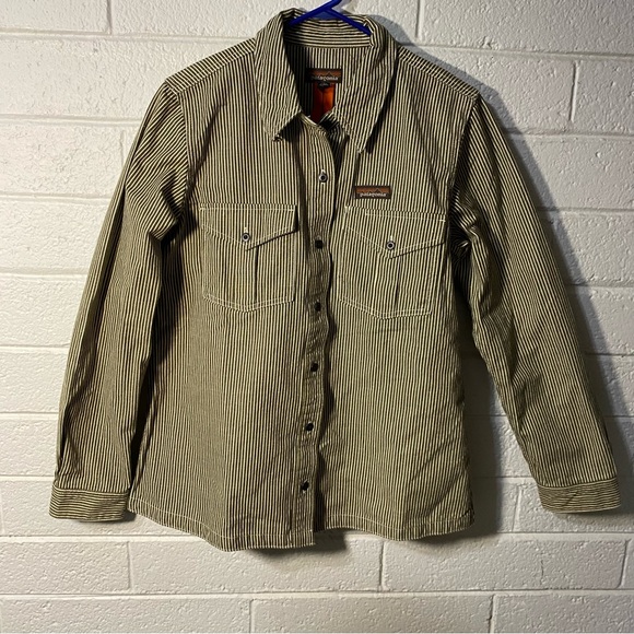 Patagonia Women's Hickory Stripe Sediment Farrier's Shirt Organic Cotton & Hemp - Picture 3 of 10